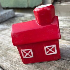Red Ceramic Barn Toothpick holder Figurine